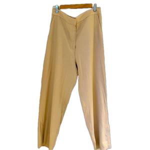H&M cream viscose/linen trousers with pockets and side slits at ankles. Size 14